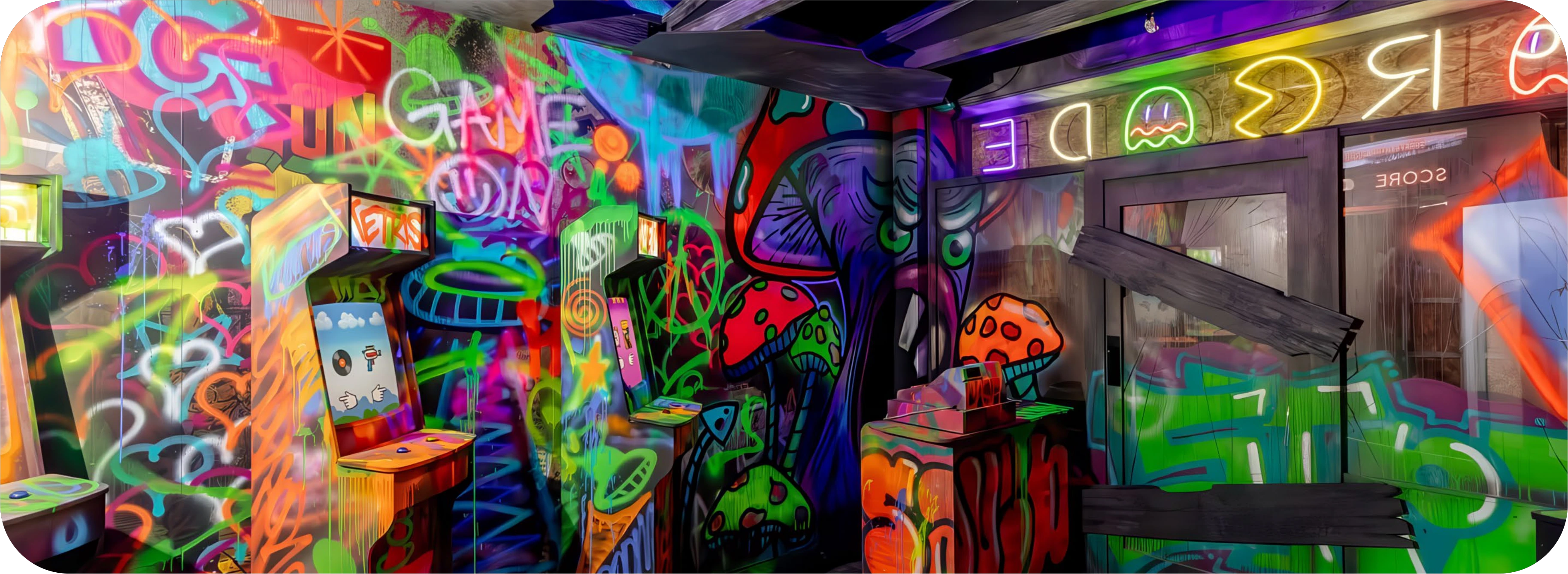 Abandoned Arcade room overview