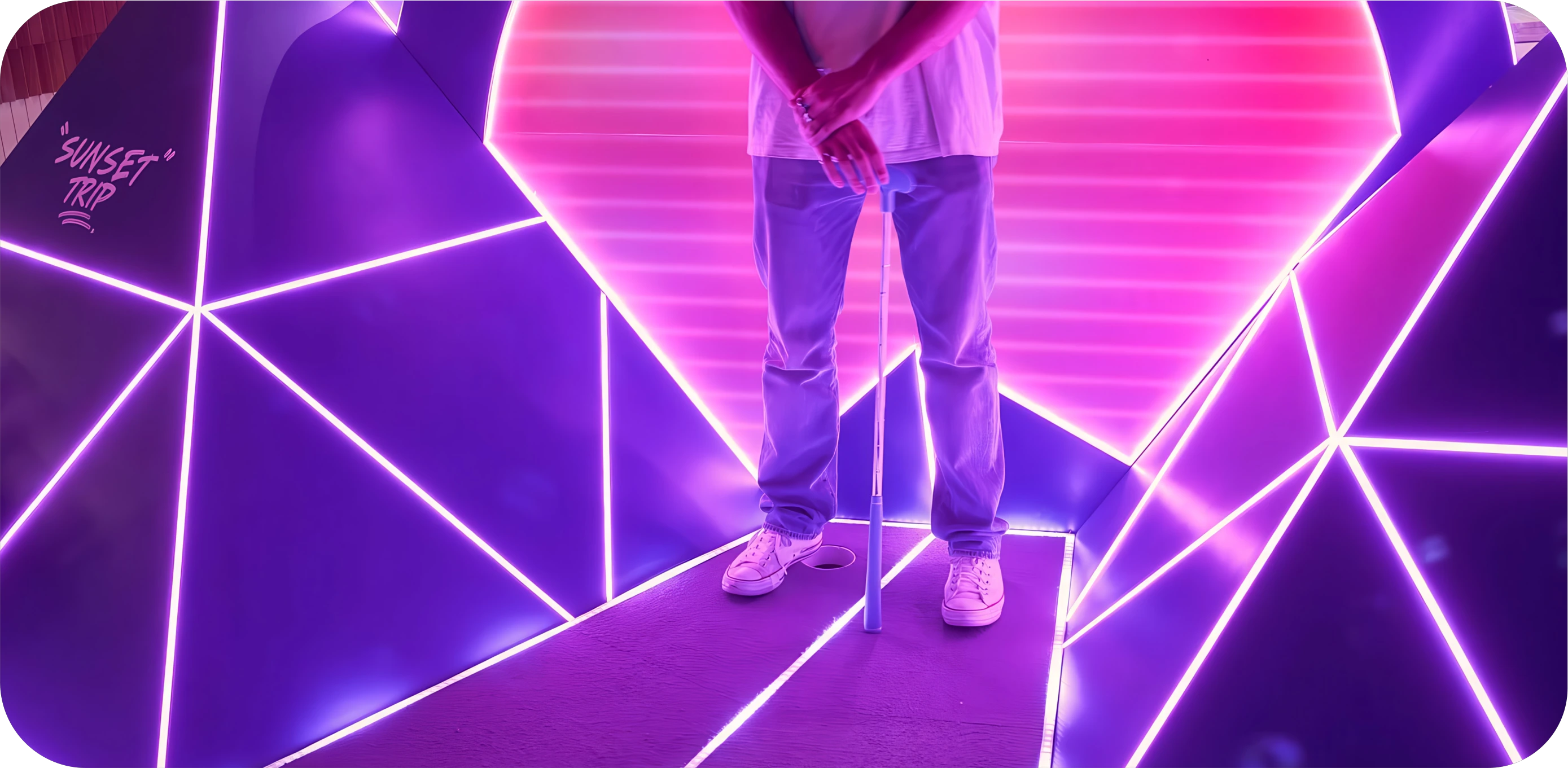 Player inside the Synthwave installation